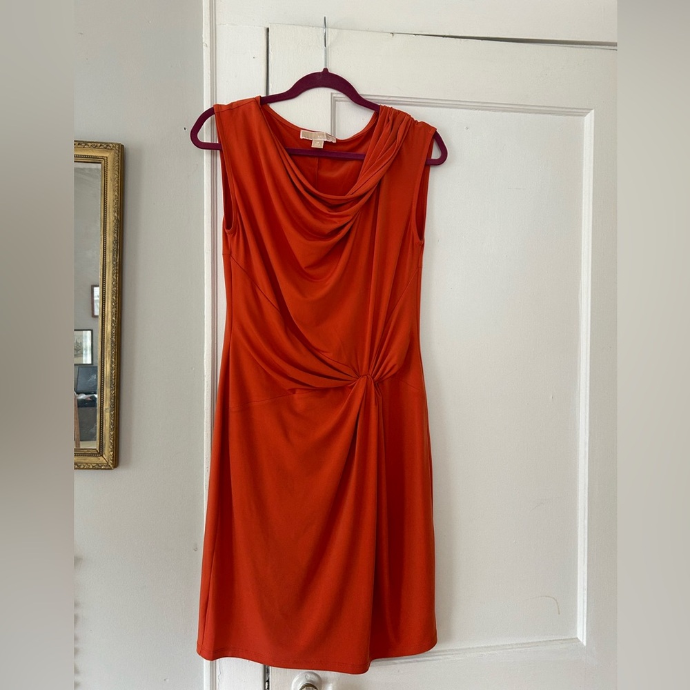 Michael kors casual dress with cowl neck in rust size Medium